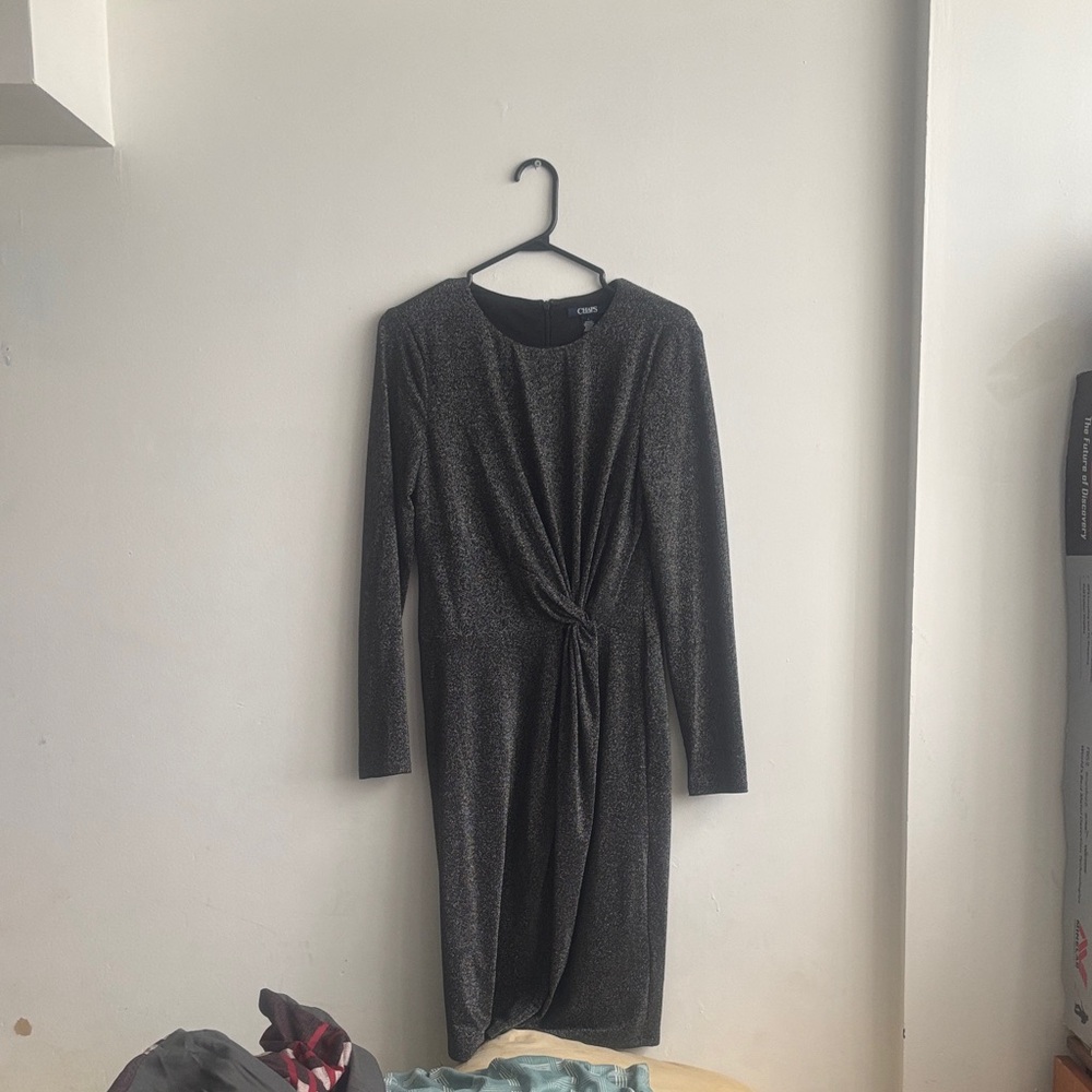 Elegant Black sparkling Long-Sleeve Dress